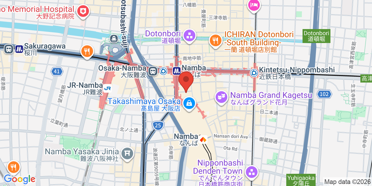 Map of Namba, Osaka